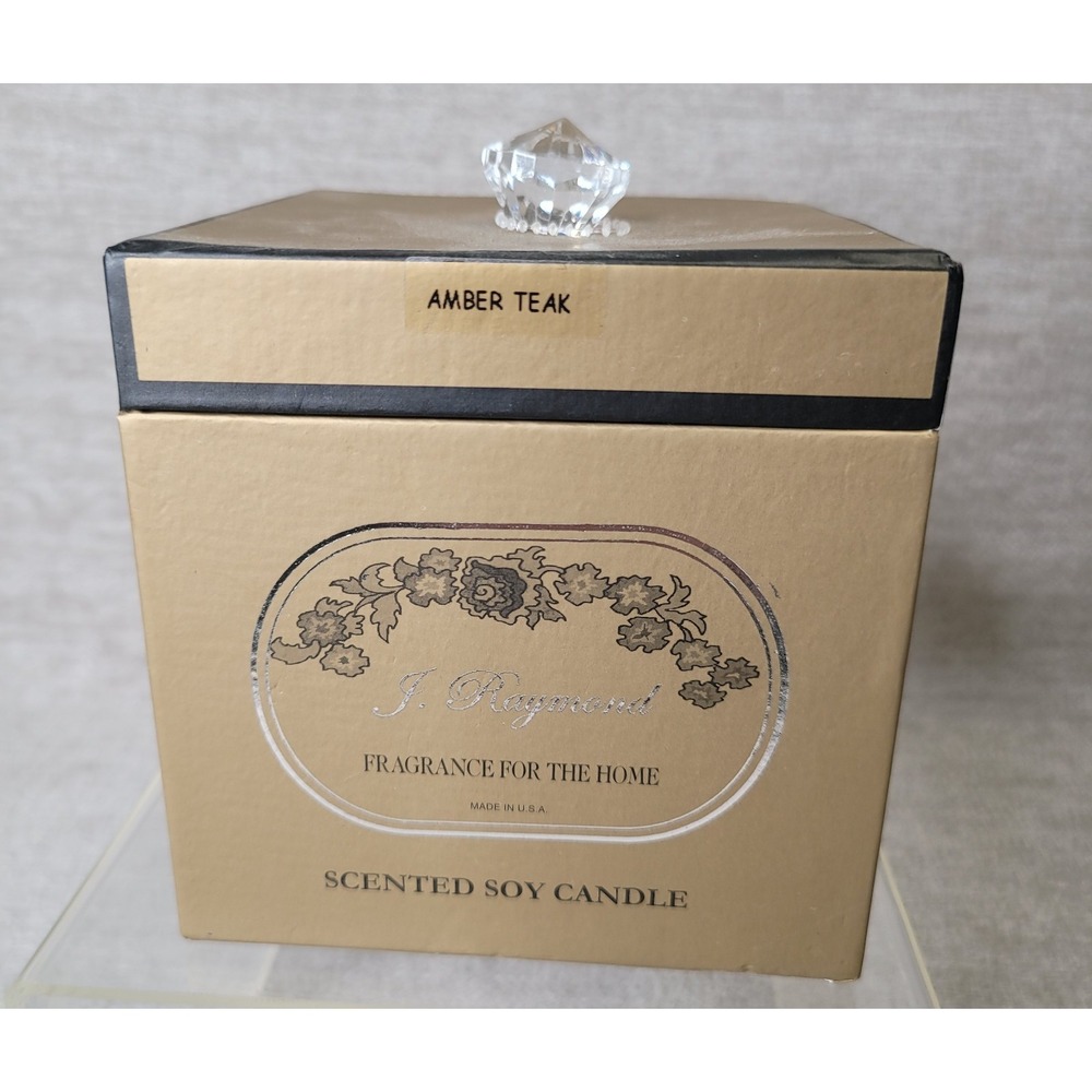 J Raymond Fragrance for the Home Hand‎ Poured Scented Soy Candle Amber Teak NEW